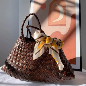 Braided Leather Tote Bag - Premium Cowhide Leather Tote