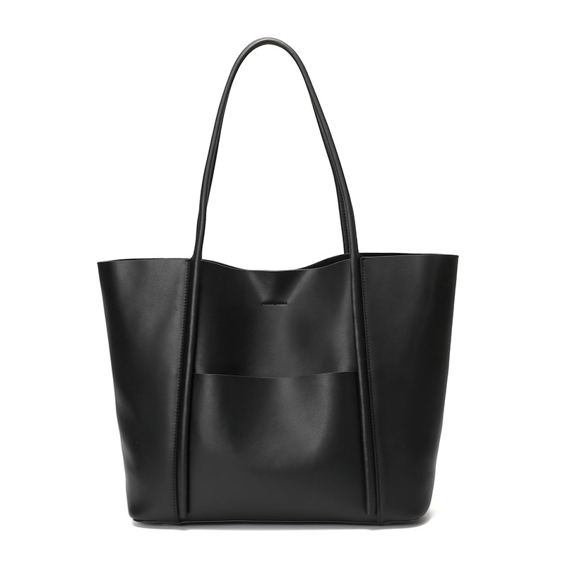 Minimalist Genuine Leather Tote Large Handbag- Top Handle Purse