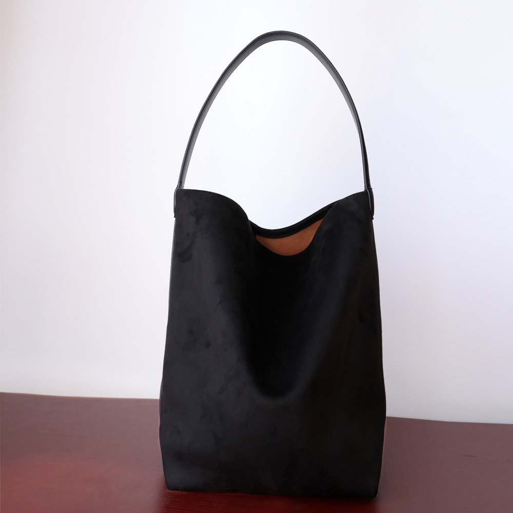 Cowhide Leather Retro Handbag | Suede Leather Bucket Bag