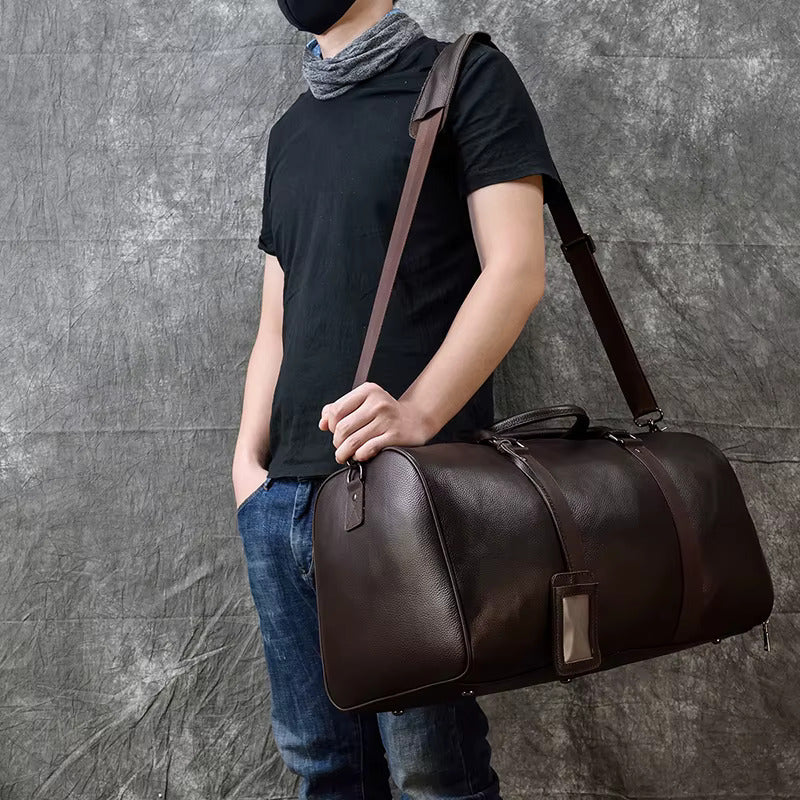 Genuine Cowhide Leather Duffle Bag – Stylish & Durable Travel Companion