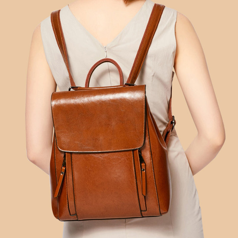 Genuine Leather Backpack - Convertible Shoulder Bag