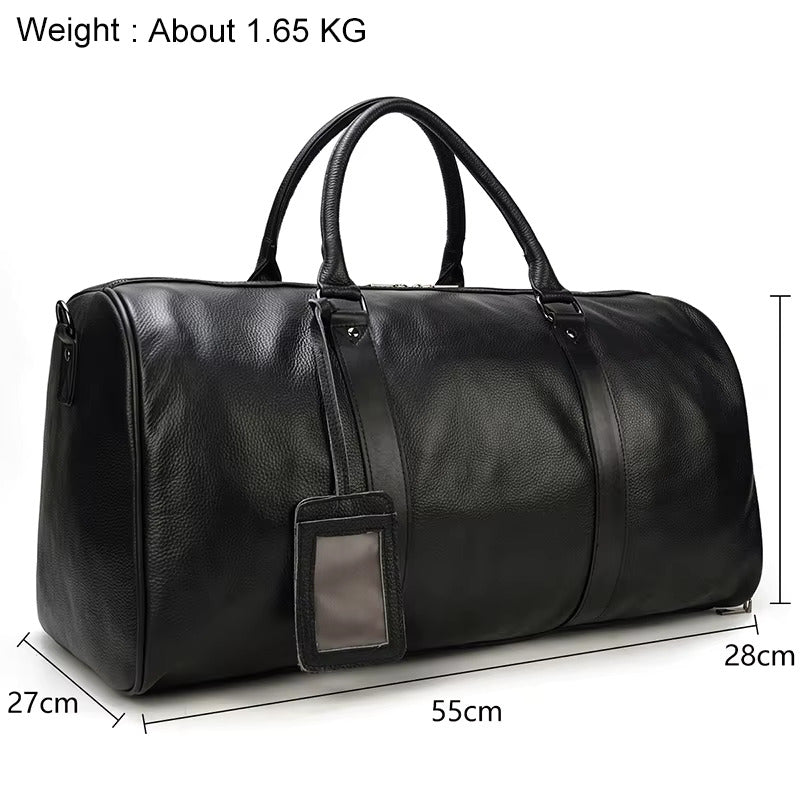 Genuine Cowhide Leather Duffle Bag – Stylish & Durable Travel Companion