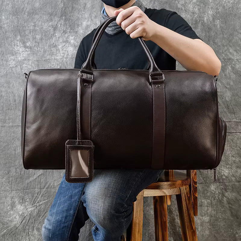 Genuine Cowhide Leather Duffle Bag – Stylish & Durable Travel Companion