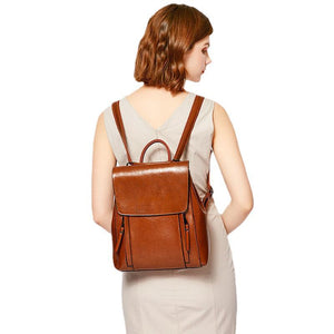 Genuine Leather Backpack - Convertible Shoulder Bag